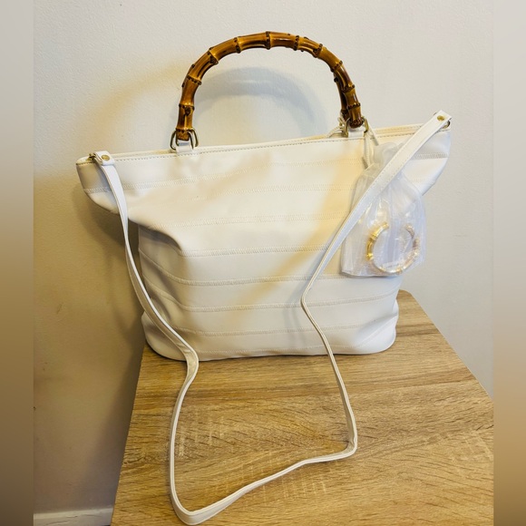 Casual Bamboo Style handles White tote bag with a detachable strap - Picture 10 of 10